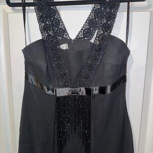 Kay Unger Black Beaded Petite Dress